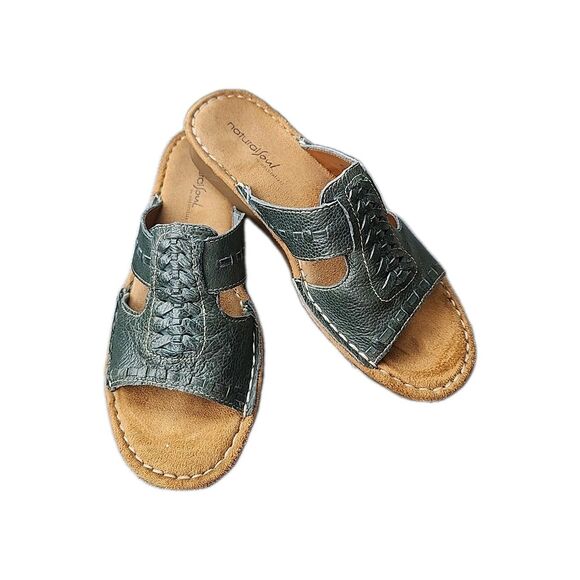 Natural Soul By Naturalizer Women's 7.5 MED Green Leather Sandals Style Dalton - Picture 1 of 10